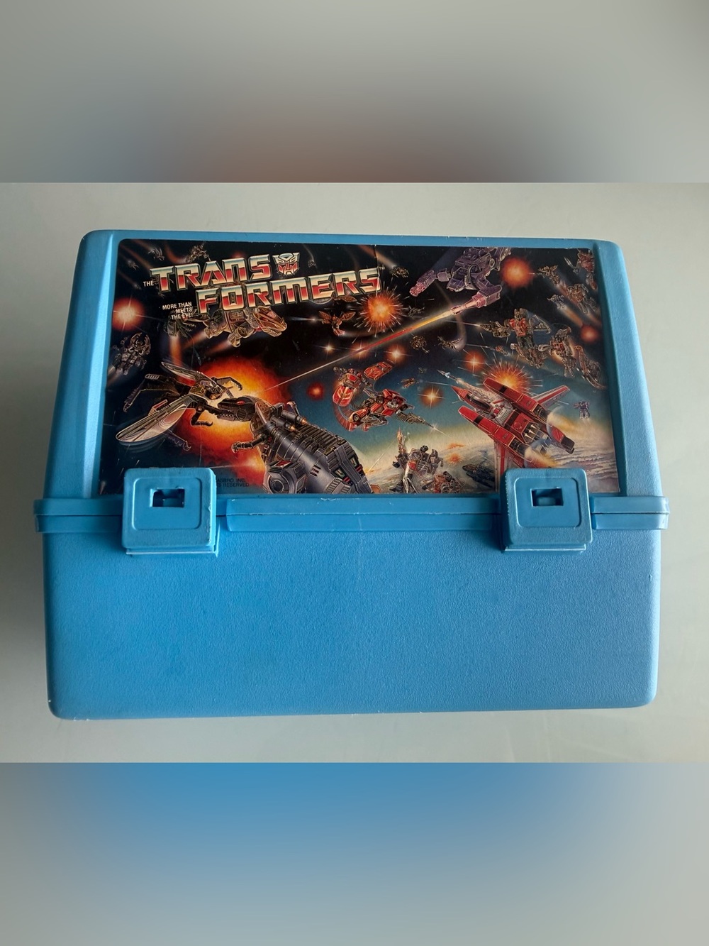 Vintage G1 Transformers BLUE Lunchbox & Thermos Set 1980s Canadian Made